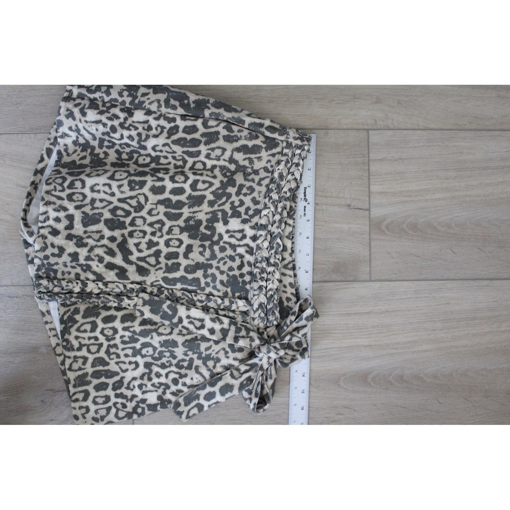 Entro Women's Leopard Print Braided Tie Wrap Skort Tan Charcoal Small - Picture 7 of 10